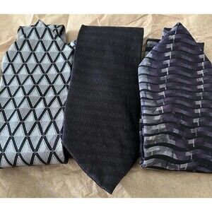 Lot of 3 Silk Ties Black Color Family Murano, Barrington & Haggar Excellent Cond